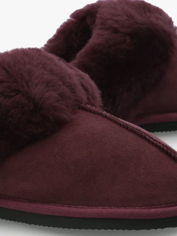 Shut Burgundy Sheepskin Twinface Slippers