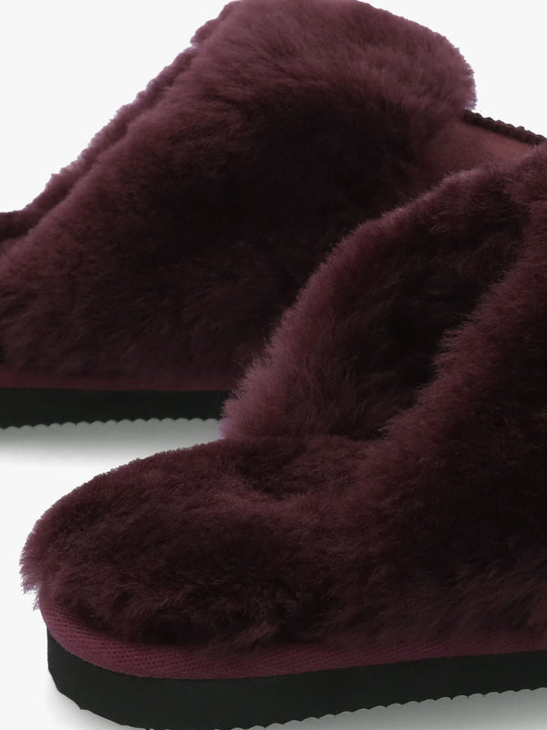 Shut Burgundy Sheepskin Twinface Slippers
