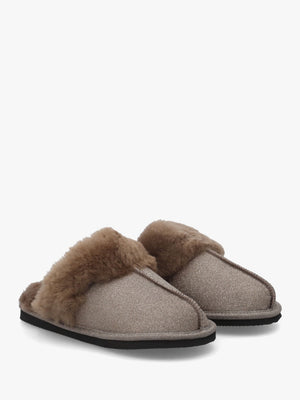 Soglit Taupe Sheepskin Slippers