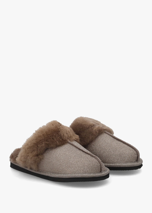 Soglit Taupe Sheepskin Slippers