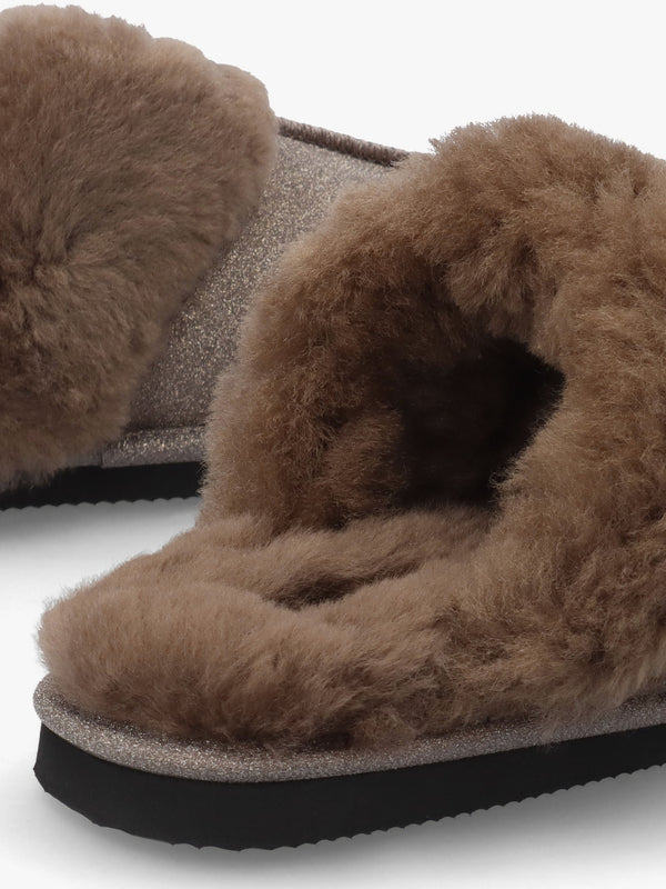 Soglit Taupe Sheepskin Slippers