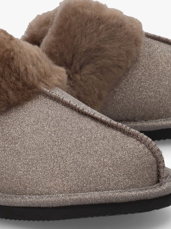 Soglit Taupe Sheepskin Slippers