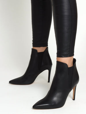 Adril Black Leather Ankle Boots