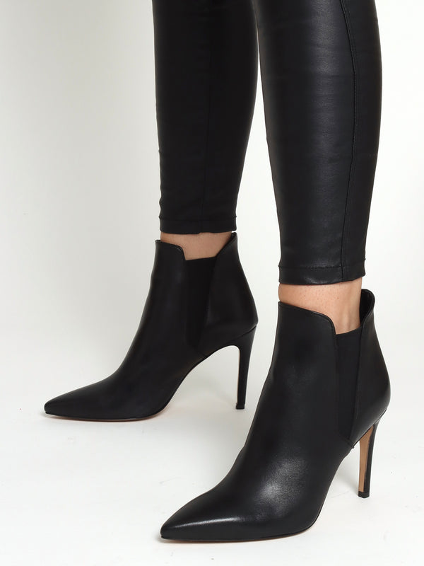 Adril Black Leather Ankle Boots
