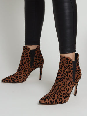 Adril Suede Leopard Ankle Boots