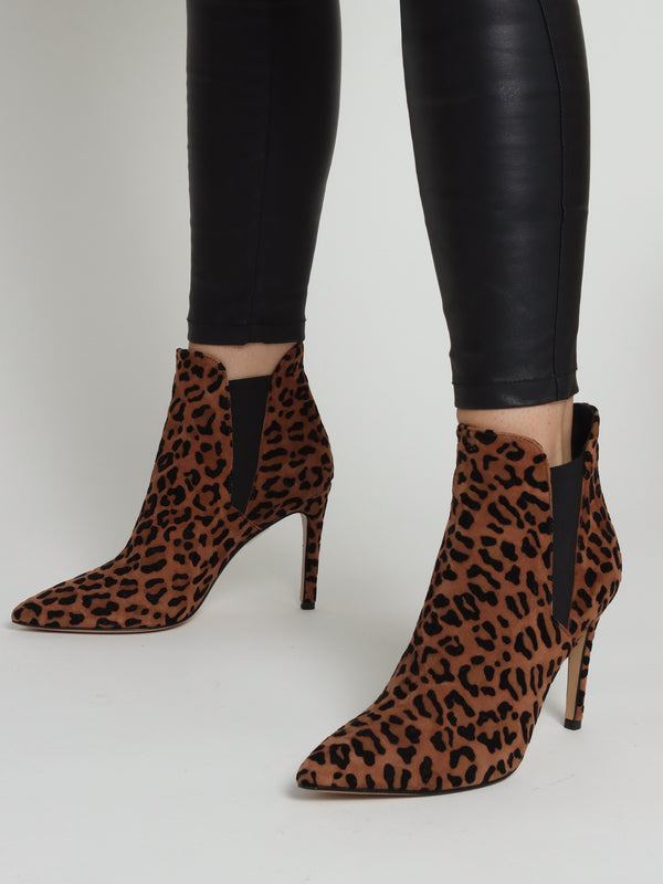 Adril Suede Leopard Ankle Boots