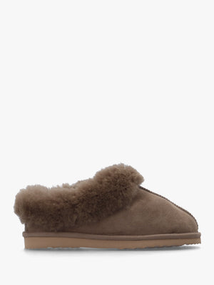 Somolly Taupe Suede Shearling Slippers