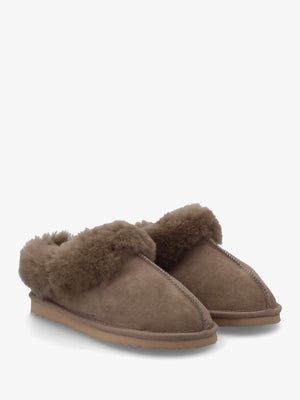 Somolly Taupe Suede Shearling Slippers