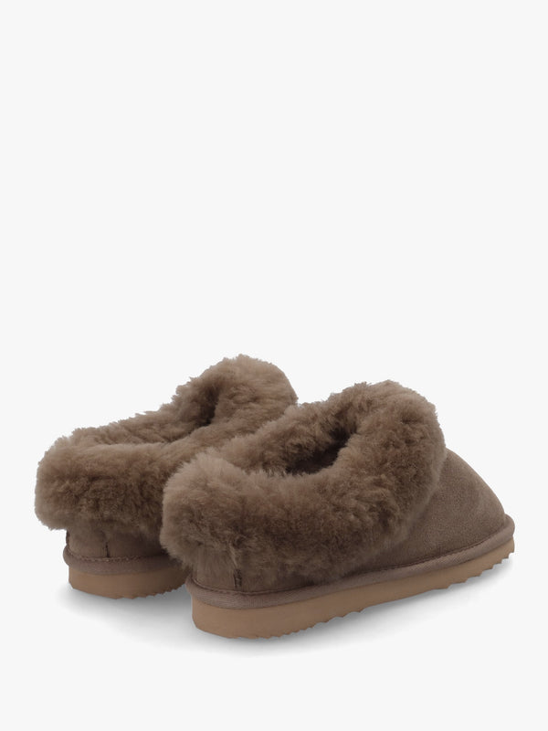 Somolly Taupe Suede Shearling Slippers