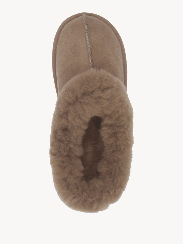 Somolly Taupe Suede Shearling Slippers