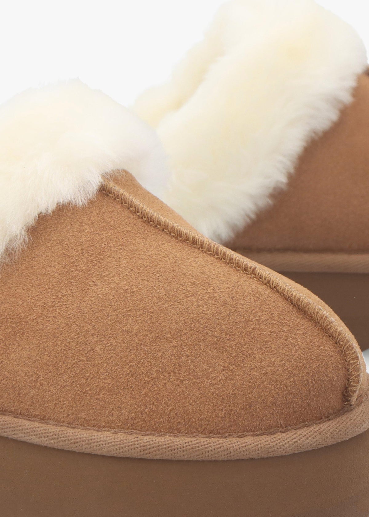 Shut Platform Tan Twinface Sheepskin Slippers