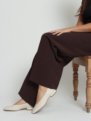 Saria Cream Leather Square Toe Ballet Pumps