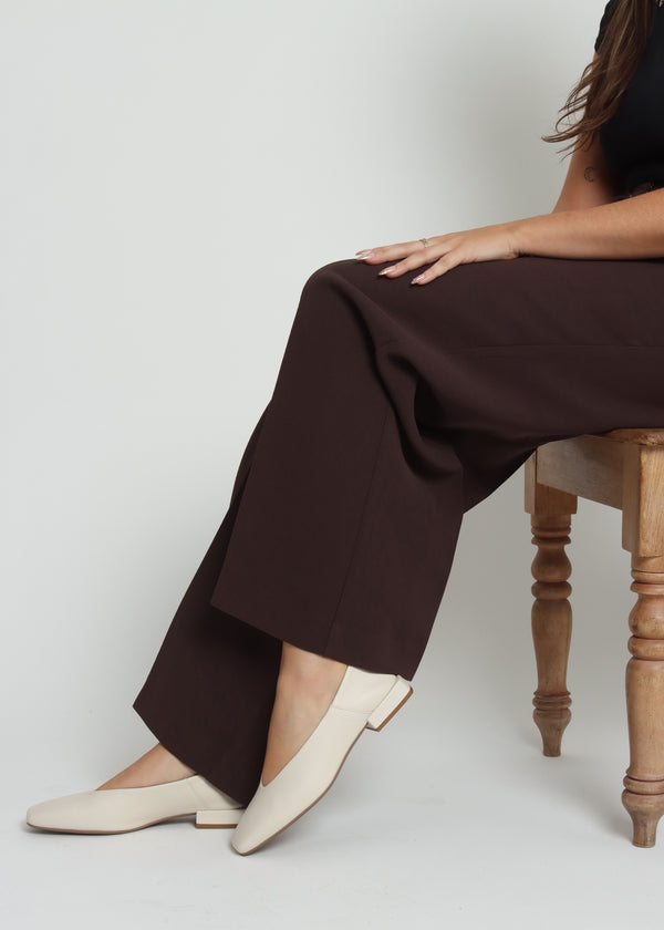 Saria Cream Leather Square Toe Ballet Pumps