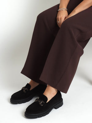 Laffle Black Suede Chunky Loafers