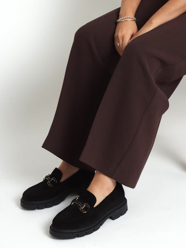 Laffle Black Suede Chunky Loafers