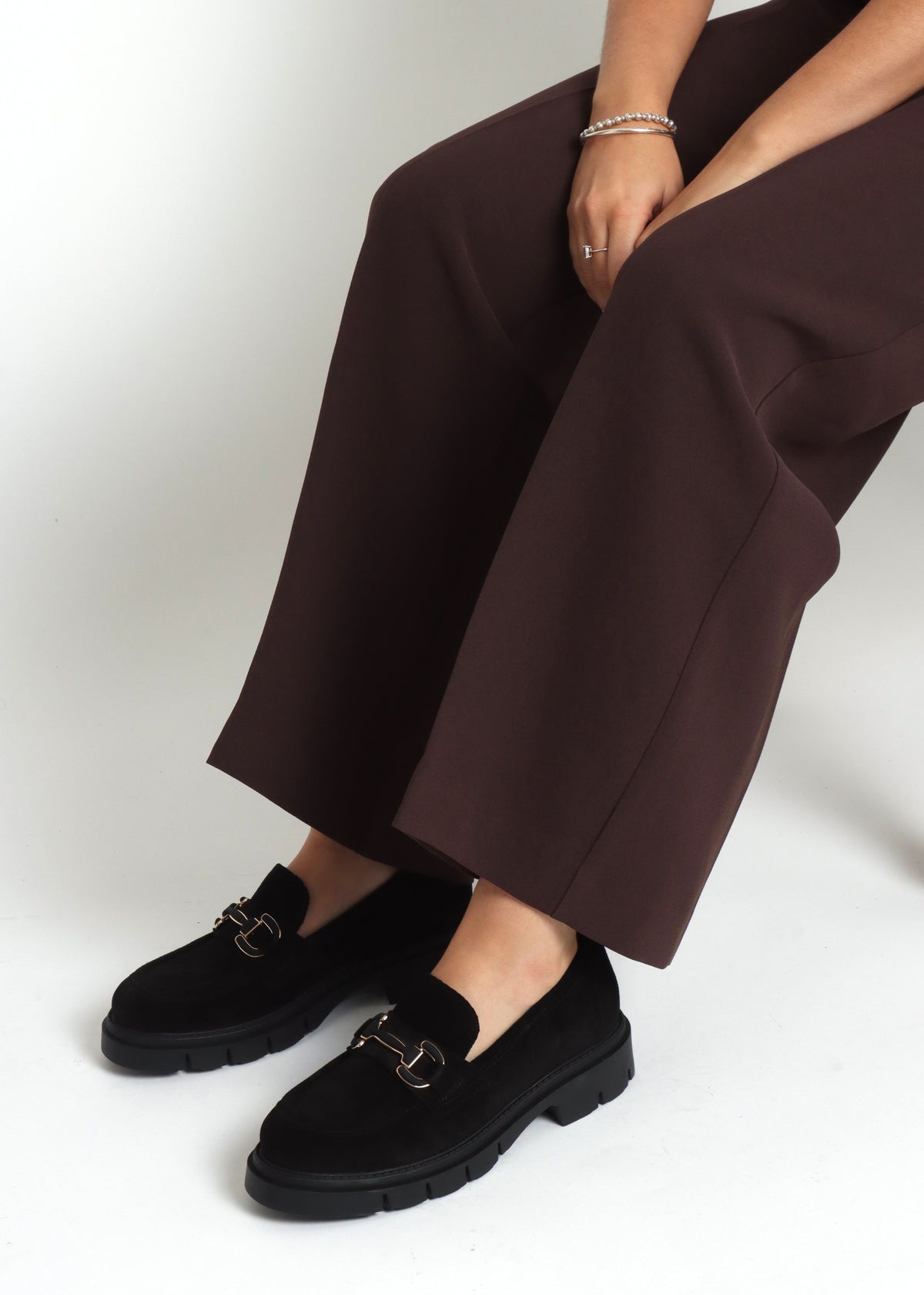 Laffle Black Suede Chunky Loafers