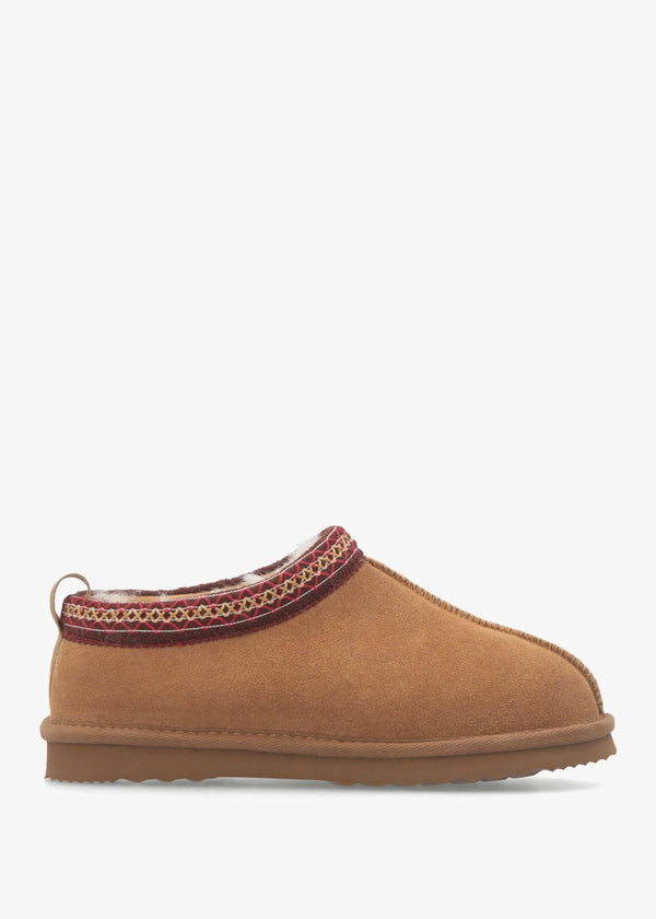 Somolly Aztec Tan Suede Shearling Slippers