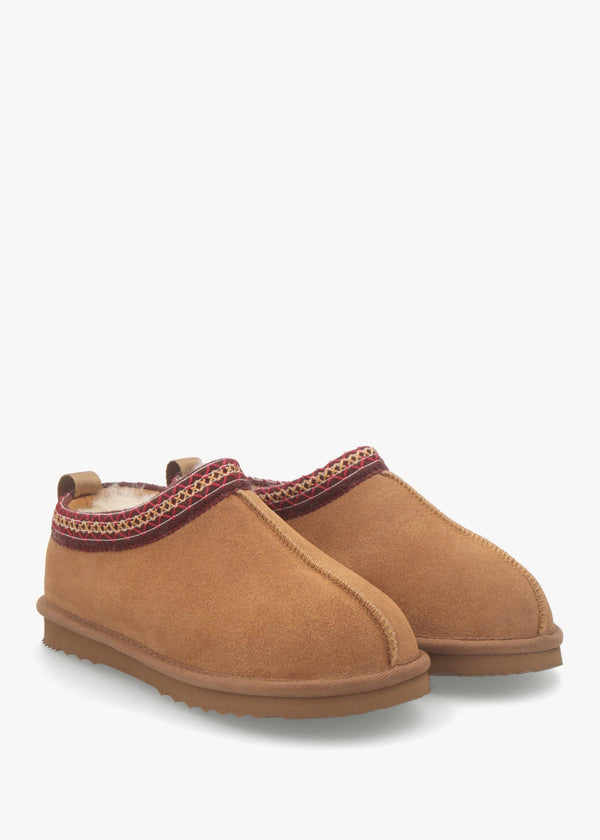Somolly Aztec Tan Suede Shearling Slippers