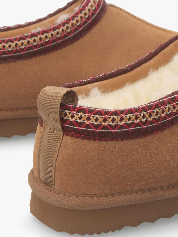Somolly Aztec Tan Suede Shearling Slippers