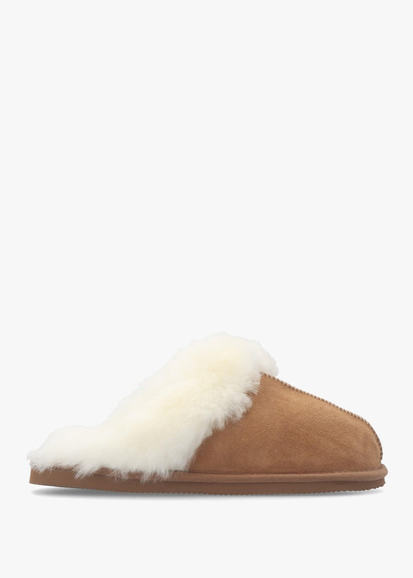 Shut Tan Sheepskin Twinface Slippers
