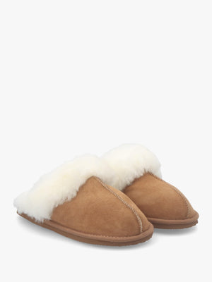 Shut Tan Sheepskin Twinface Slippers