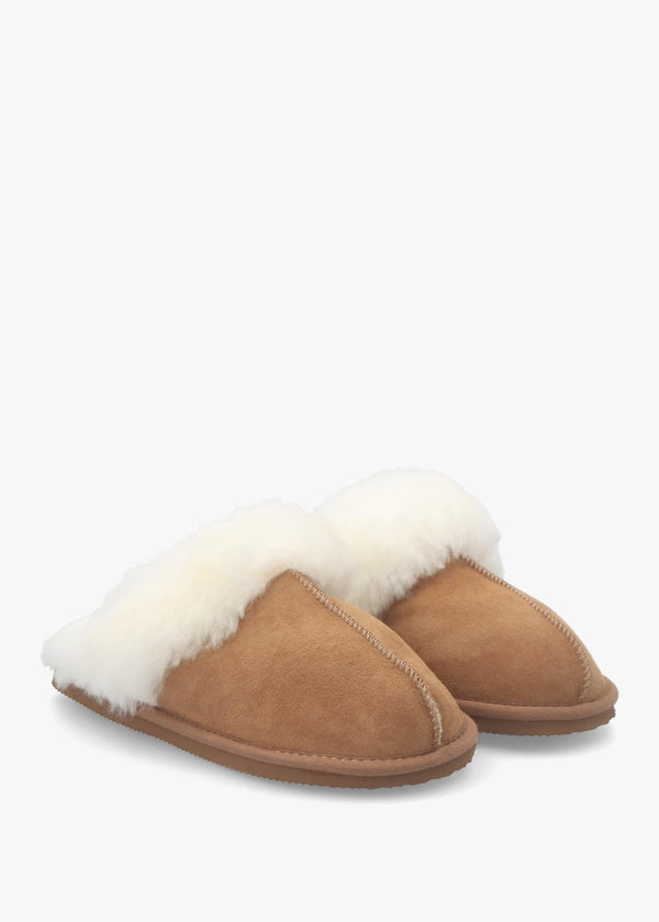 Shut Tan Sheepskin Twinface Slippers