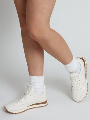 Aimie White Leather Runner Trainers