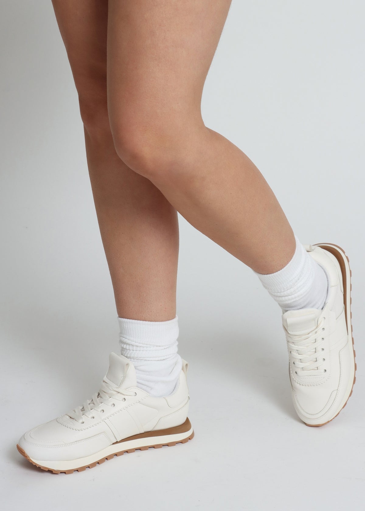 Aimie White Leather Runner Trainers