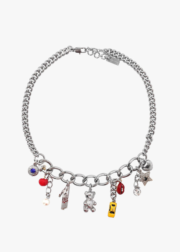 The Crystal Trinket Charm Silver Multi Necklace