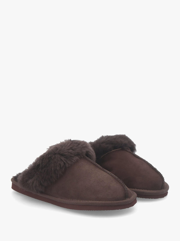 Shut Brown Sheepskin Twinface Slippers