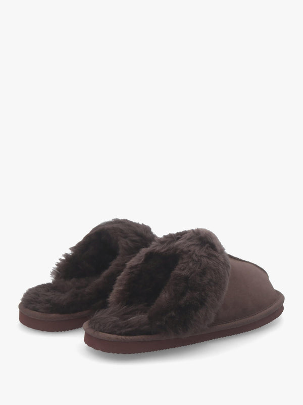 Shut Brown Sheepskin Twinface Slippers