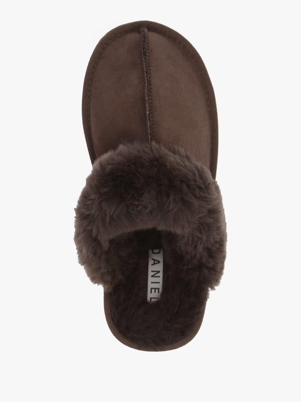 Shut Brown Sheepskin Twinface Slippers