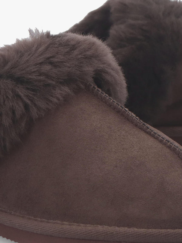 Shut Brown Sheepskin Twinface Slippers