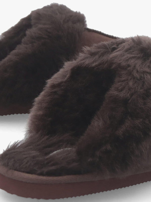Shut Brown Sheepskin Twinface Slippers