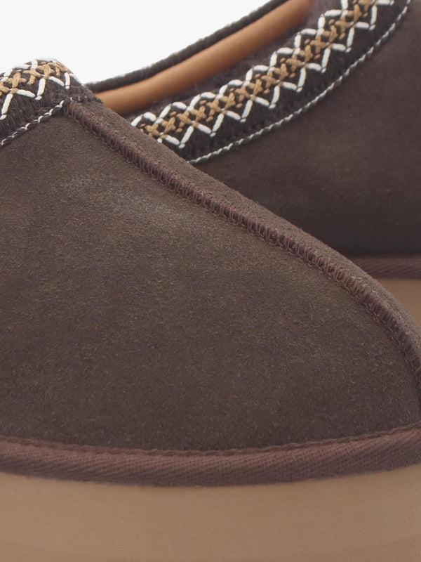 Somolly Brown Suede Shearling Platform Slippers