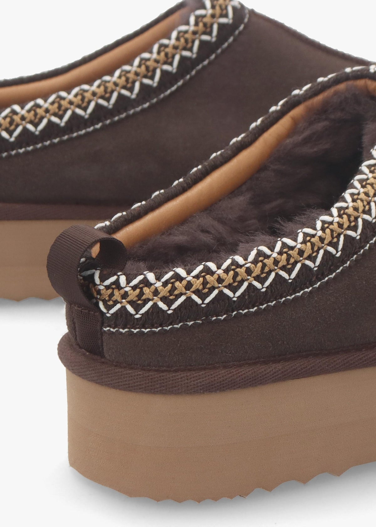 Somolly Brown Suede Shearling Platform Slippers
