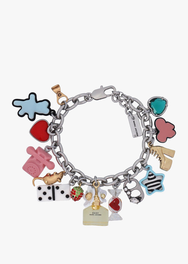 The Sticker Charm Statement Silver Multi Bracelet