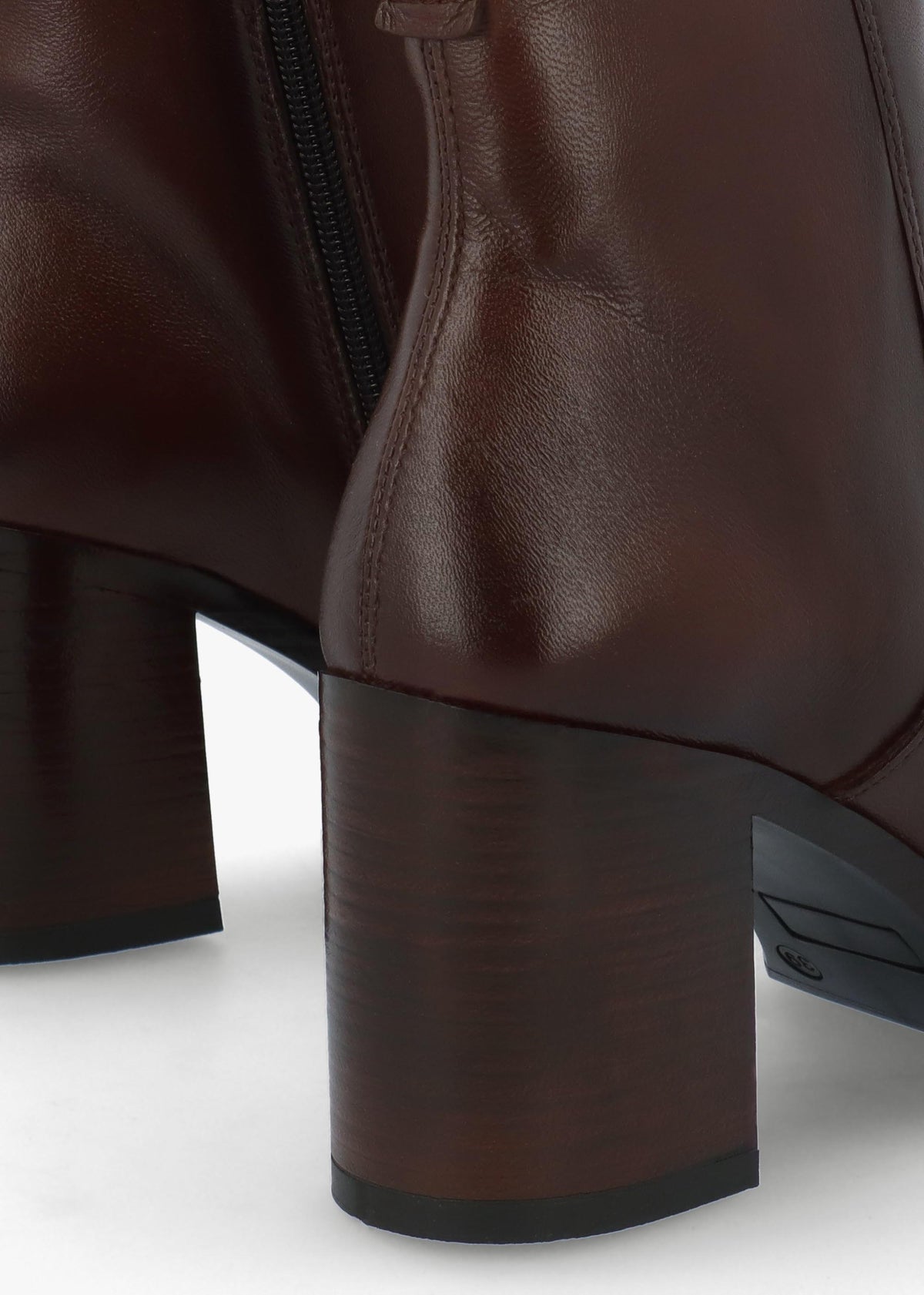 Mosie Brown Leather Block Heel Ankle Boots