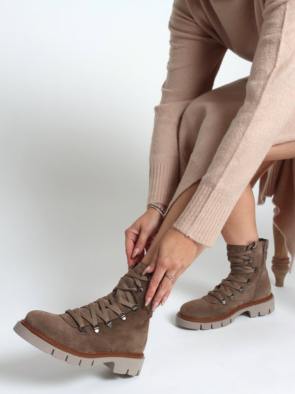 Liker Taupe Suede Hiker Boots