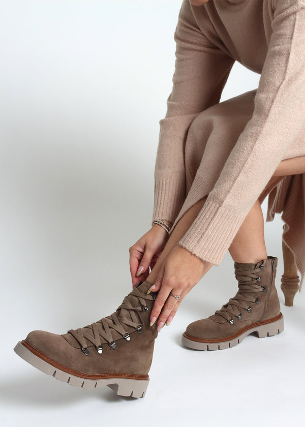Liker Taupe Suede Hiker Boots