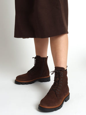Lissy Brown Suede Lace Up Ankle Boots