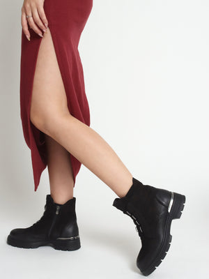 Velar Black Nubuck Elastic Front Ankle Boots