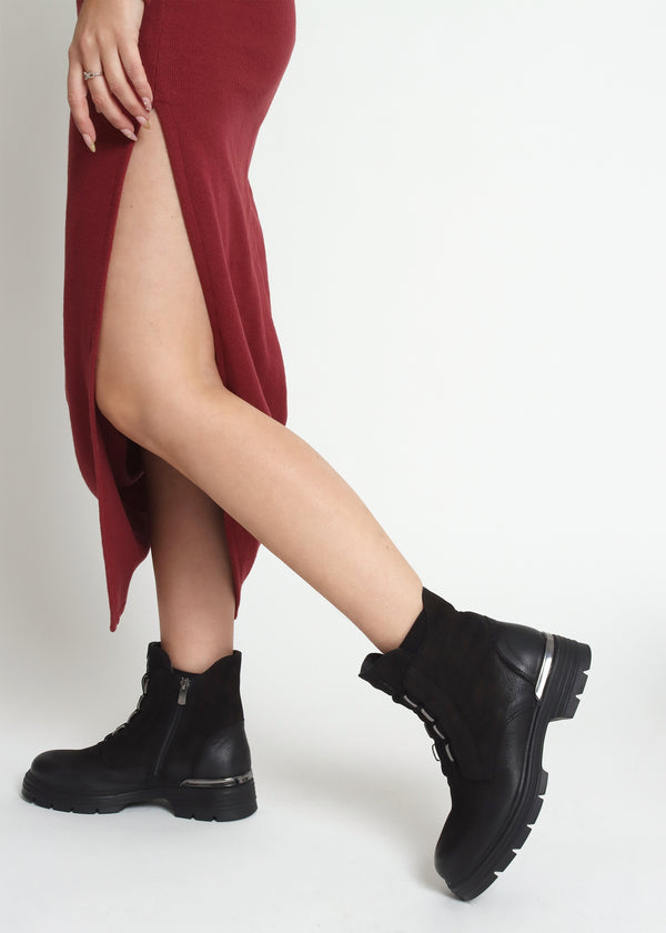 Velar Black Nubuck Elastic Front Ankle Boots