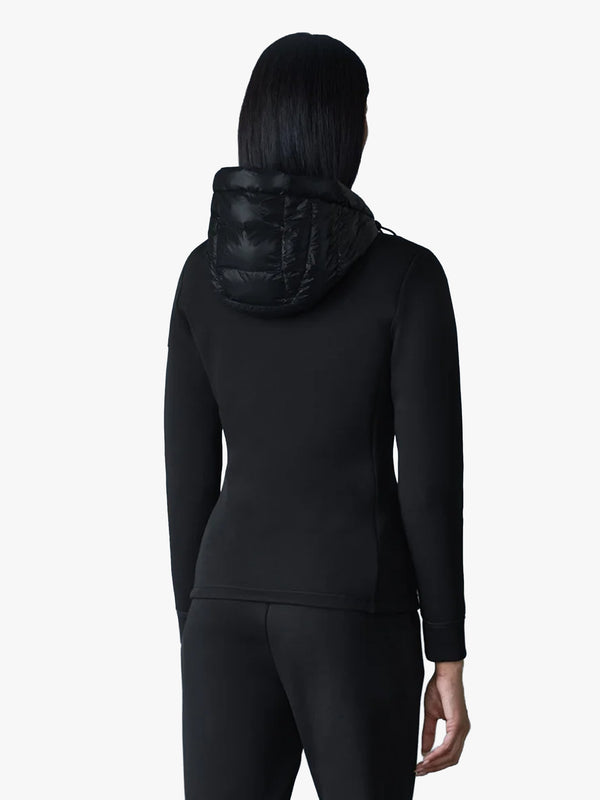 AGATHA Black Quilted Mixed-Media Hooded Jacket