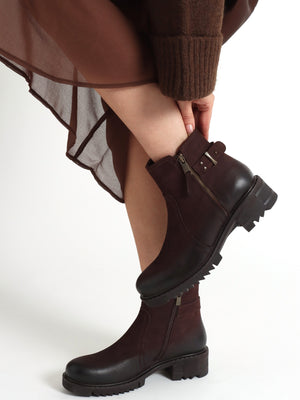 Voluptas Brown Nubuck Ankle Boots