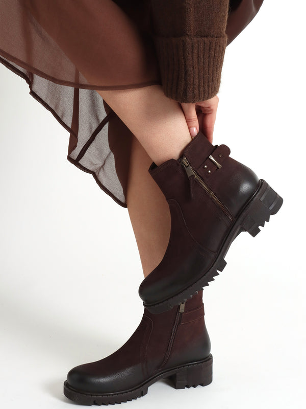 Voluptas Brown Nubuck Ankle Boots