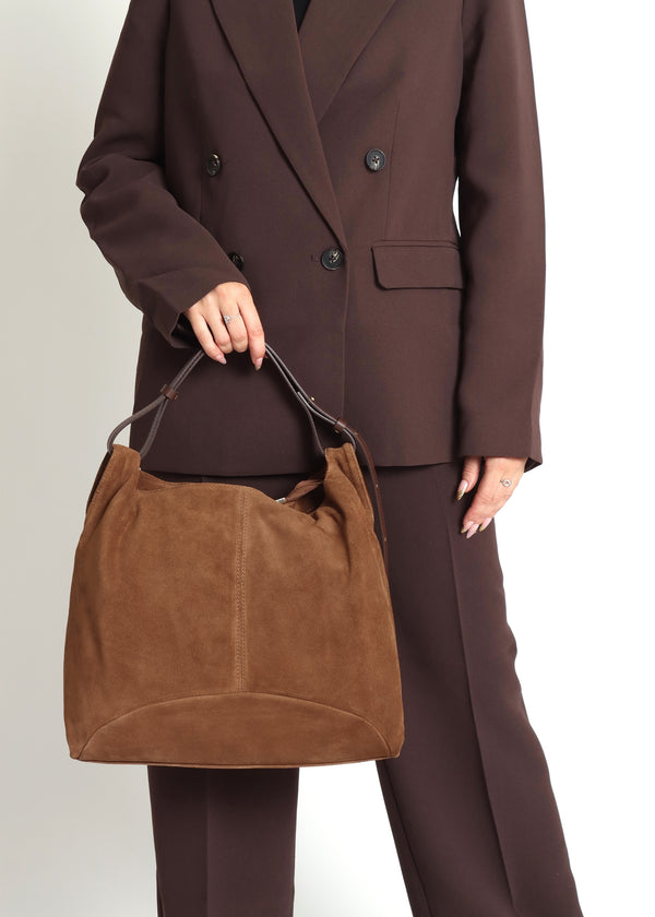 Inhobo Brown Suede Slouchy Hobo Bag