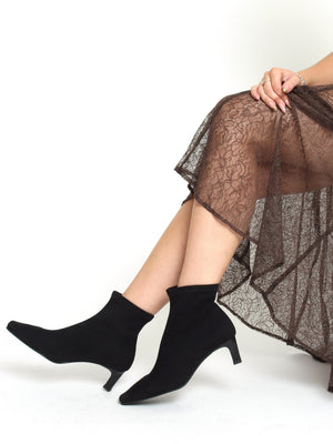 Minnie Black Low Heel Ankle Boots