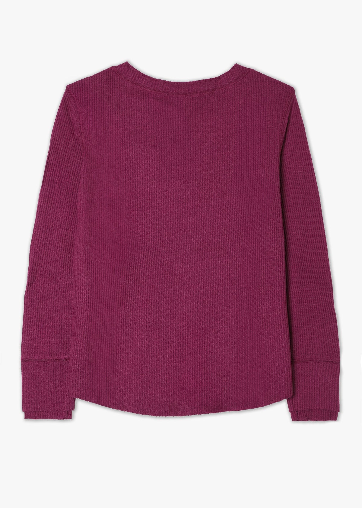 Henley Waffle Purple Long-Sleeve Top