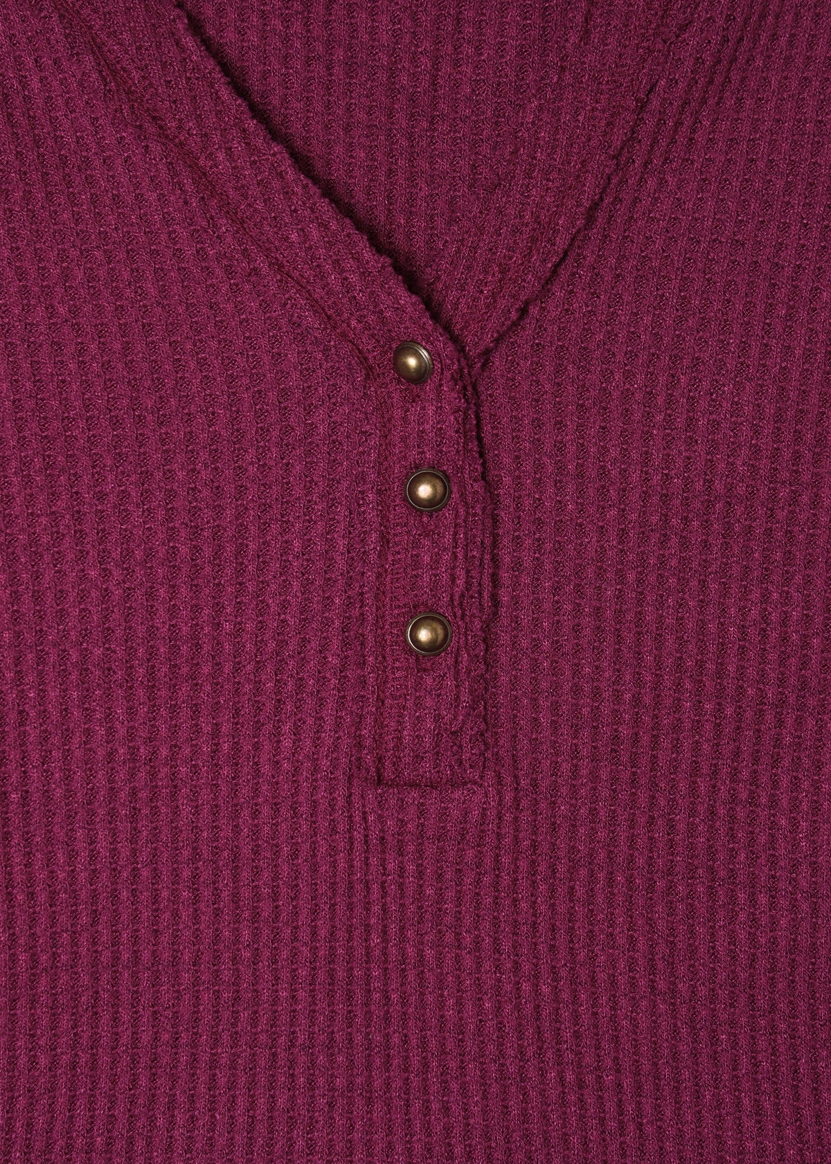 Henley Waffle Purple Long-Sleeve Top